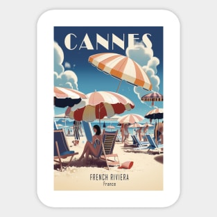 Cannes France, Vintage Travel Poster Sticker